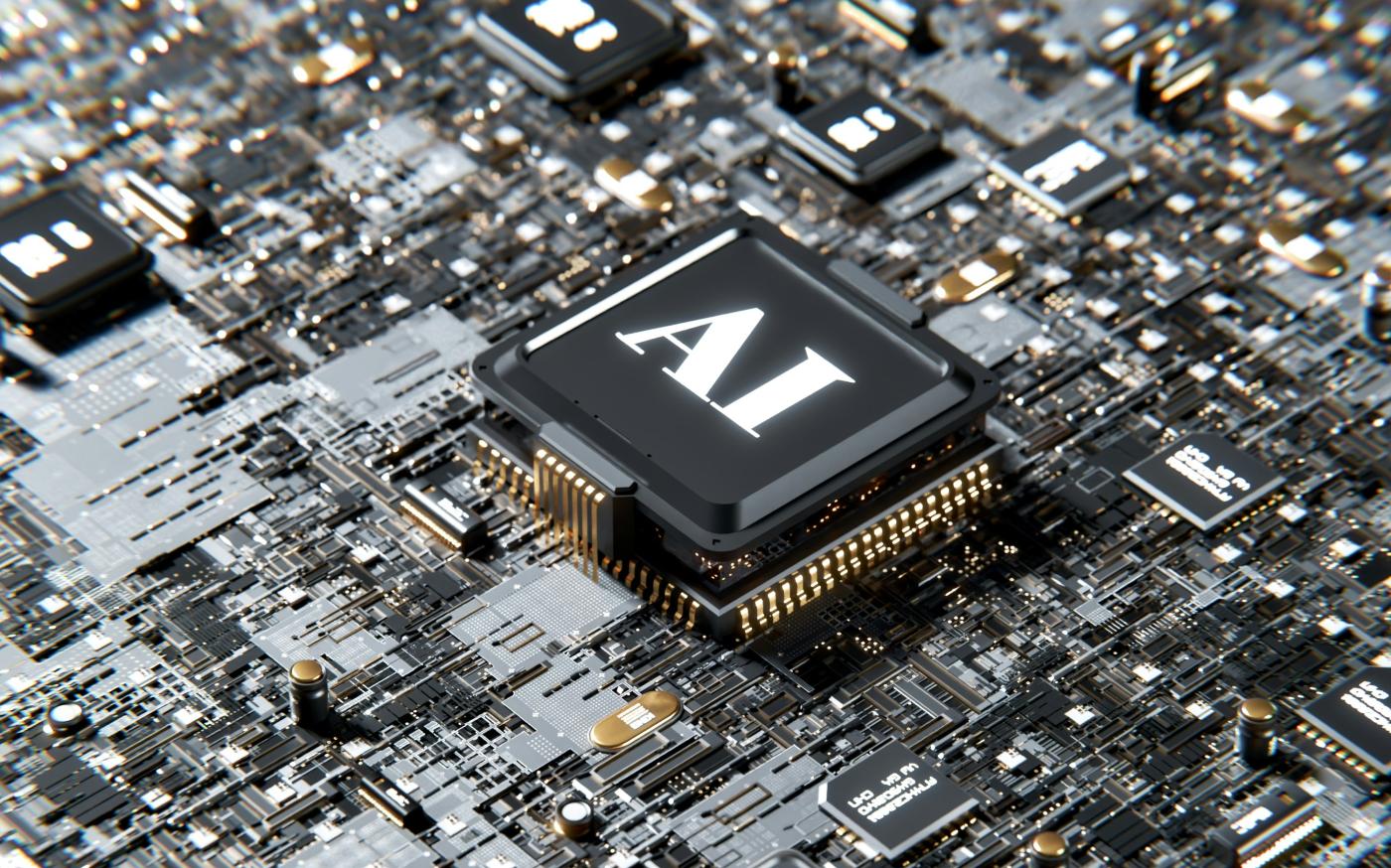 a computer chip with the letter a on top of it by Igor Omilaev courtesy of Unsplash.