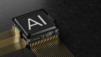 A computer chip with the letter ia printed on it by Igor Omilaev courtesy of Unsplash.